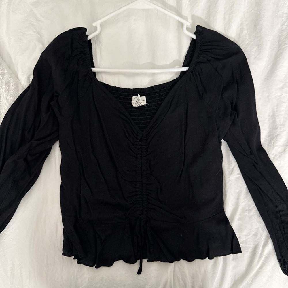 Japna Black Ruched Women's Blouse